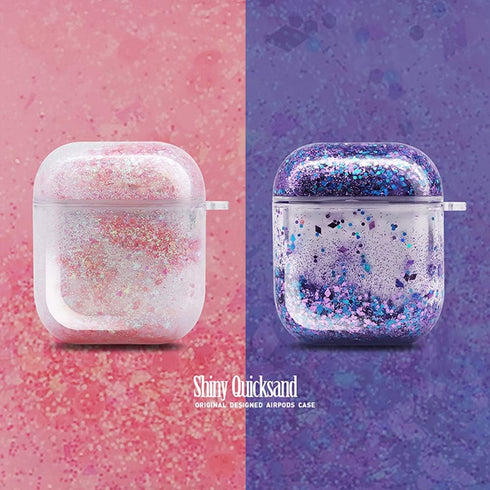 UnnFiko Bling Quicksand Case Compatible with AirPods 3, Cute Sparkle Liquid Protective Case, Funny Creative Hard Clear Airpods Cover with Keychain...