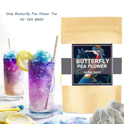 Butterfly Pea Flower Tea Bags, 40 Teabags Premium Dried Butterfly Pea Tea Blue & Purple Tea Natural Taste, GMO Free, Eco-Conscious Tea Bags...