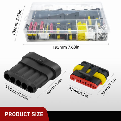 Nilight 220PCS 5 Pin Electrical Connector ?Plug Male Female Terminal Wire Connector Waterproof Connectors 5 Way Automotive Connect Set for Car Tru...