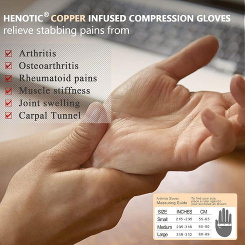 Copper Arthritis Gloves for Women Men, Touch Screen Anti-Slip Arthritis Compression Gloves for Relieving Carpal Tunnel Aches, Rheumatoid Pains, Jo...
