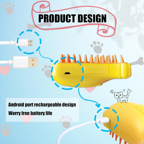 3 in 1 Water Brush for Dogs Cat Steam Brush Steamy Cat Brush with Steam Cat Grooming Brush Cepillo Para Gatos ALD-001-Y (Banana Yellow)...