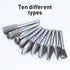HUHAO Carbide Burr Set Double Cut 10PCS Rotary Burr Bits with 3mm(1/8") Shank 6mm(1/4") Bit Die Grinder Rotary Tool Rasp Bits Wood Carving Accesso...