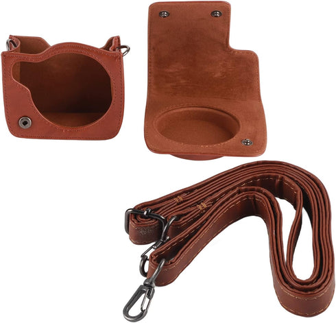 GOWENIC PU Leather Vintage Camera Case for Fujifilm Instax Mini 90, Waterproof Exquisite Protective Camera Case with Adjustable Shoulder Strap (Br...