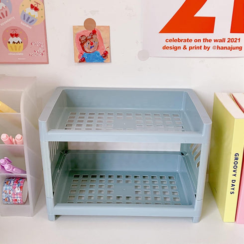 2 Tier Plastic Countertop Shelf Organizer Storage Rack, Multifunction Pantry Storage Organizer Kitchen Spice Rack Bathroom Shelf Organizer Tableto...