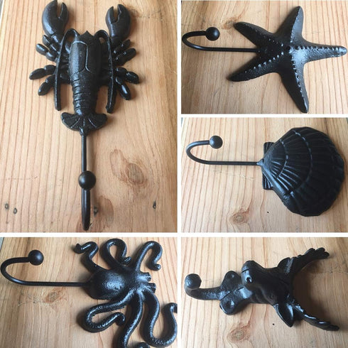 Wall Hooks Heavy Duty,Decorative Cast Iron Whale Tail Nautical Wall Coat Hook Utility Hanging Hook Clothes Store Display Hook...