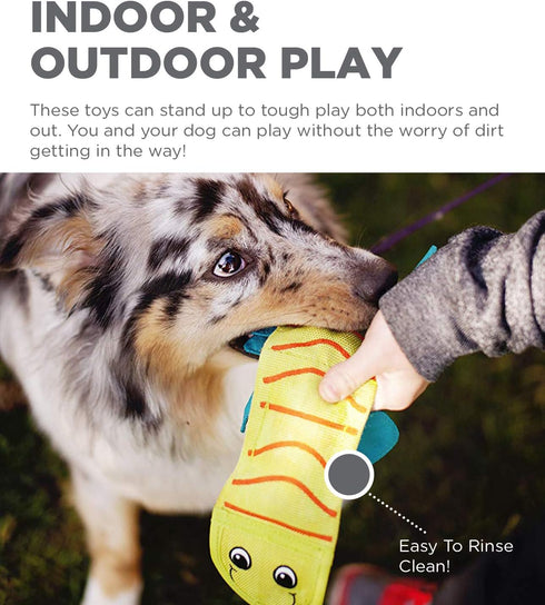 Outward Hound Fire Biterz Green Lizard Plush Firehose Material Interactive Dog Toy, Medium...