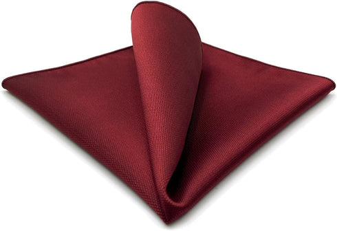 S&W SHLAX&WING Solid Color Red Burgundy Wedding Silk Matching Pocket Square Large...