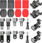 Universal Action Camera Accessory Mount Kit, Curved & Flat Adhesive Sticky Mount, Quick Release Buckle Mount, J-Hook Buckle Mount, 3-Way Pivot Arm...