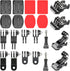 Universal Action Camera Accessory Mount Kit, Curved & Flat Adhesive Sticky Mount, Quick Release Buckle Mount, J-Hook Buckle Mount, 3-Way Pivot Arm...