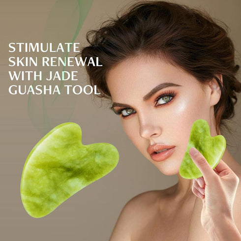 Jade Roller & Gua Sha Facial Tools, Natural Anti-Aging Jade Beauty Skin-Care Tool Face Roller to Rejuvenate Facial Skin Cooling, Slimming & Firmin...