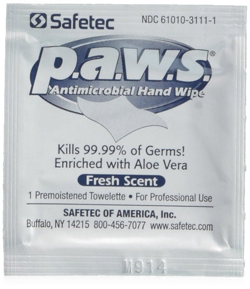 Paws Antimicrobial Disinfectant Hand Wipe 100/box by Safetec...