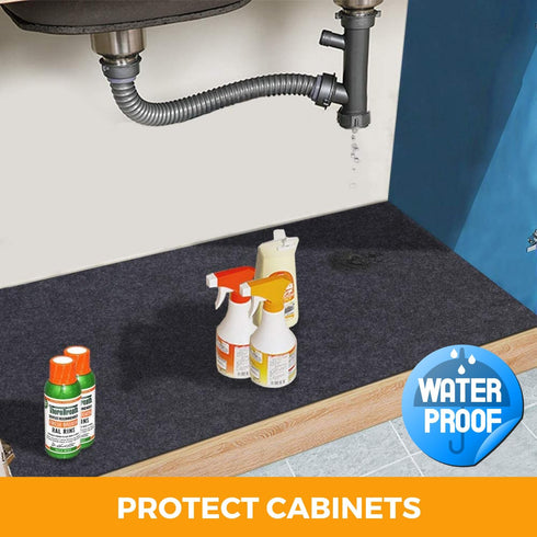 Under Sink Mat Liner Quick Dry Waterproof Non-Adhesive Non-Slip Absorbent Durable Shelf Liners to Protect Cabinets Kitchen Bathroom Machine Washab...