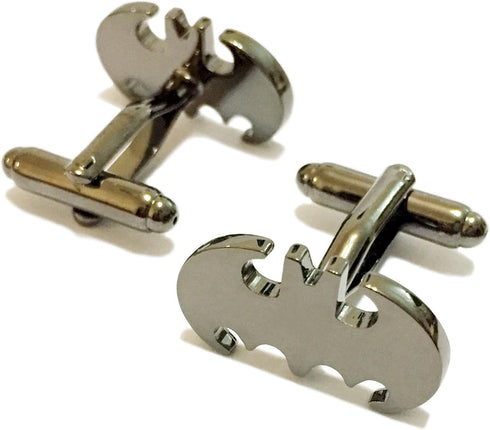 Super Hero Collection black Bat Men’s Classic Formal Occasions Cufflinks and Tie Clip Bar Set...
