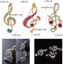 3Pcs Crystal Pearl Music Note Brooches Elegant Rhinestone Treble Clef Statement Brooch Pins Fashion Jewelry Accessories for Women Girl Gift...