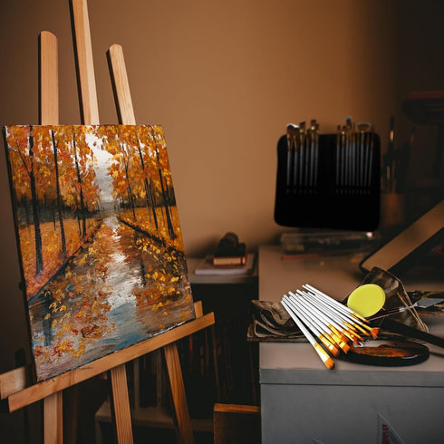 15 Pieces Paint Brush Set,with Palette Knife and Sponge and Carrying Case, for Acrylic, Oil, Watercolor and Gouache Painting...
