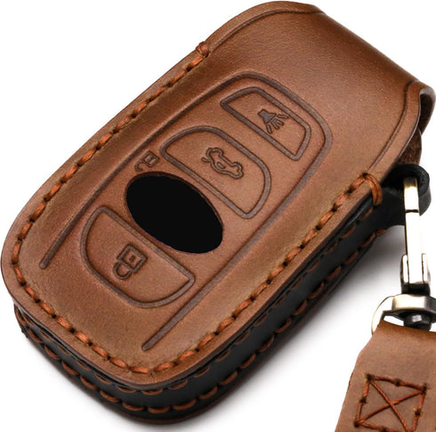 Leather Cover Key Fob Case Compatible with Subaru Keyless Remote Control Forester Impreza Outback WRX BRZ Legacy and XV Crosstrek etc. (A-Brown)...