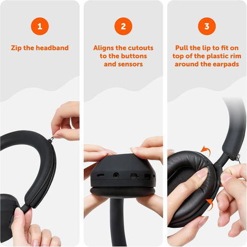 WC ShellZ XM5 - Protective Headphone Exterior Shell & Headband Covers for Sony WH1000XM5 Made by Wicked Cushions | Made with Premium Silicone | (F...