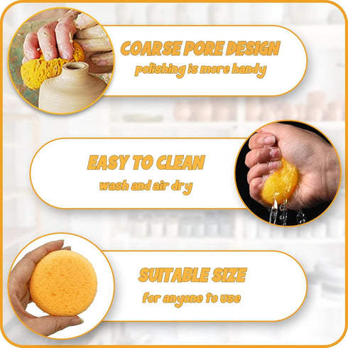15Pcs Pottery Sponges for Clay, Clay Sponge 3inch, Craft Sponge for Cleaning Sponge Horse Bridle, Round Sponge, Clay sponges for Pottery, for Kitc...