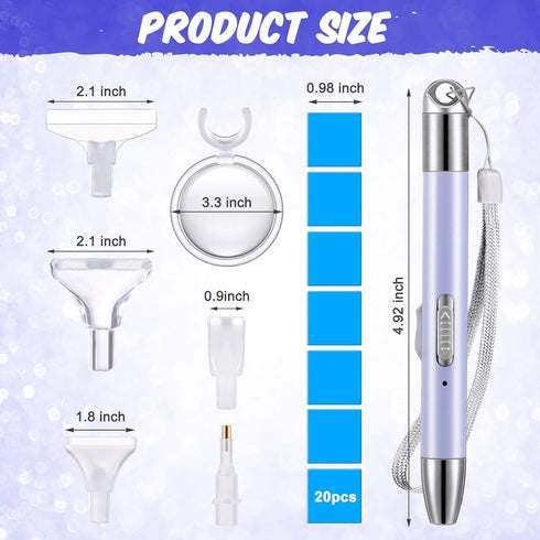 Chuangdi Diamond Painting Art Drill Pen with Light Diamond Painting Accessories and Tools 6 Pen Heads 20 Glue Clay for Nail DIY Craft Supplies(Pur...