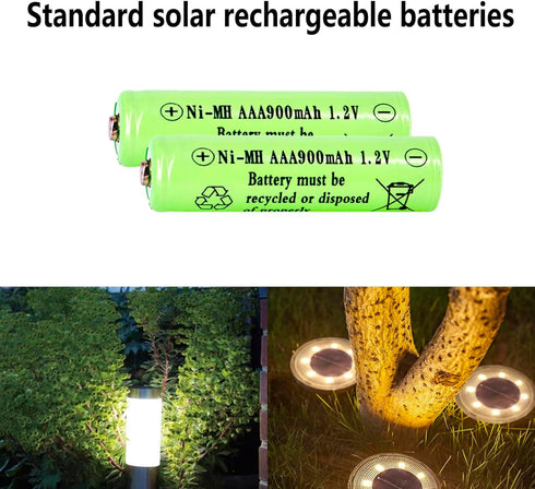 10 Packs 1.2v AAA 900mAh Ni-MH Rechargeable Batteries for Solar Lights Solar Lamp(Triple A Size)...