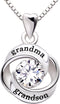 ALOV Jewelry Sterling Silver grandma and grandson Love Heart Cubic Zirconia Pendant Necklace...