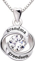 ALOV Jewelry Sterling Silver grandma and grandson Love Heart Cubic Zirconia Pendant Necklace...