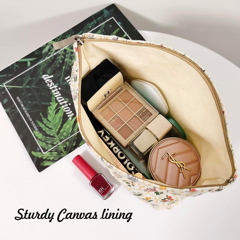 Aesthetic Makeup Bag Cute Cosmetic Bag for Women,Large Capacity Floral Makeup Organizer Bag,Travel Toiletry Bag Skincare Bag (Garden)...