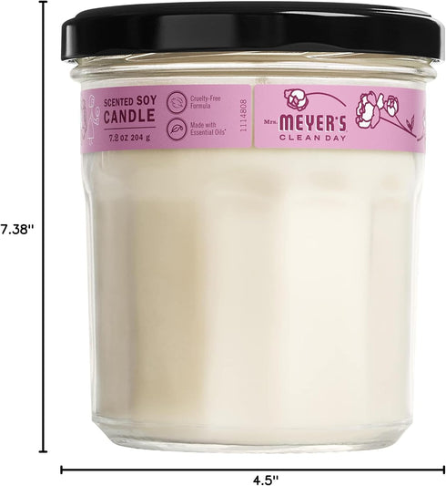 MRS. MEYER'S CLEAN DAY Aromatherapy Candle, 35 Hour Burn Time, Made with Soy Wax and Essential Oils, Peony, 7.2 Oz, Pack of 2...