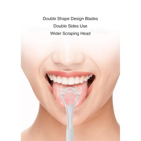 2PCS Tongue Cleaners Wide-head Double Blades Scrapers For Oral Care, Platinum Color...