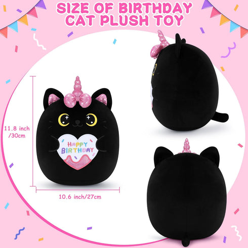 Happy Birthday Gift Black Cat Plush Toys-11'' Black Cat Plushies Anime Plush-Kawaii Birthday Plushie Stuffed Animals Cute Plushies, Black Cat Plus...