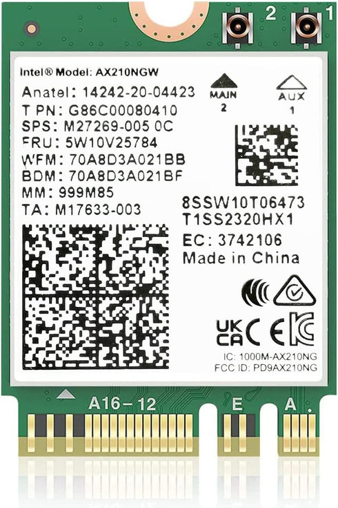 AX210NGW WiFi 6E Card M.2 5400Mbps Tri-Band Wireless Module for laptop,11AX WiFi Adapter with Bluetooth 5.3,MU-MIMO, Ultra-Low Latency, NGFF, Supp...