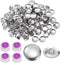 HARFINGTON 300 Sets Self Cover Button Kit 24L 0.6" 15mm with Wire Backs Aluminum Buttons to Cover Fabric Button Maker Covered Buttons Kit with 4 T...