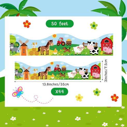 50 Feet Farm Animal Bulletin Board Borders Classroom Borders Chalkboard Whiteboard Trim Back to School Decorations for Teacher Student Blackboard ...