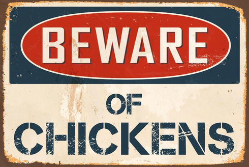 StickerPirate Beware of Chickens 8” x 12” Vintage Aluminum Retro Metal Sign VS465...
