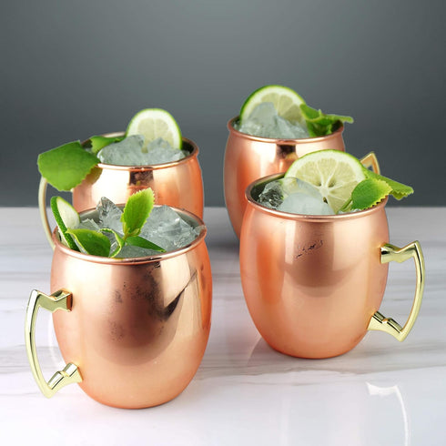 PG Copper/Rose Gold Plated Stainless Steel Moscow Mule Mug - Bar Gift Set 4 - Factory Direct (19 oz) - Authentic Traditional Design - Smooth Finis...