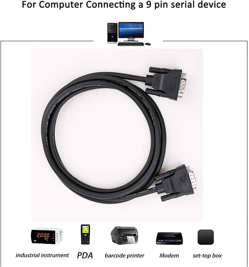 DTech DB9 RS232 Serial Cable Female to Female Null Modem Cord Full Handshaking 7 Wire Crossover for Data Communication (5 Feet, Black)...