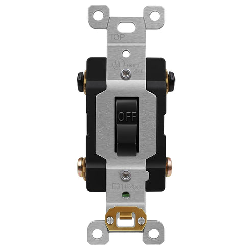 ENERLITES 30 Amp Double-Pole Toggle Light Switch, 30A 120/277V, Self-Grounding, Industrial Grade, UL Listed, 82300-BK, Black...