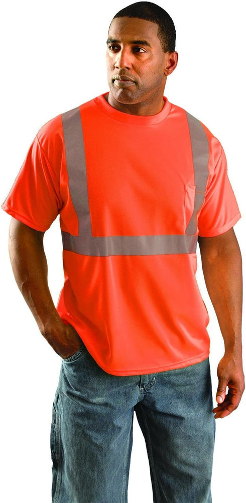 OccuNomix LUX-SSETP2B-OXL Classic Standard Short Sleeve Wicking Birdseye T-Shirt with Pocket, Class 2, 100% ANSI Wicking Polyester Birdseye, X-Lar...
