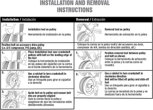 ZKTOOL 1022 Stretch Belt Remover/Installer Tool,Stretch Belt Mate Kit,Belt Removal Installer Tool Set Ribbed Drive Belts Remover/Stretch Auxiliary...