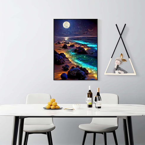ZQEATRY 5D Beach Diamond Art Kits for Adults, Moon Starry Sky Landscape Diamond Art Kits for Beginners, DIY Full Drill Diamond Dots Paint with Gem...