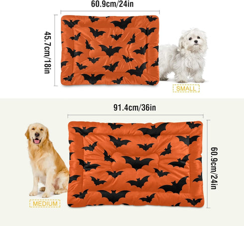 Happy Halloween Dog Bed Mat for Small Dog Puppy Cat Kitten, Halloween Bats Pattern Ultra Soft Pet Bed Mattress for Crate with Anti-Slip Washable, ...