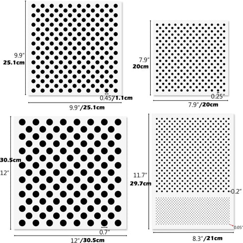 Dots Stencils - 4 Pcs Polka Dot Stencils, Assorted Sizes, Reusable Mylar Plastic Templates for DIY Crafts | Painting on Wood, Furniture, Walls, Sc...