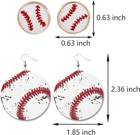 4 Pairs Baseball Earrings for Women Baseball Jewelry for Women Baseball Fan Gift for Mom Baseball Dangle Earrings for Moms...