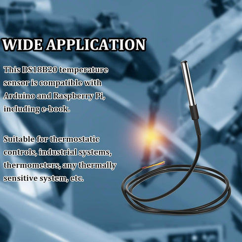 Weewooday DS18B20 1 m/ 3.2 Ft Digital Temperature Thermal Cable Waterproof Probe Sensor -55°C to +125°C, Compatible with Arduino/Raspberry Pi(15 P...