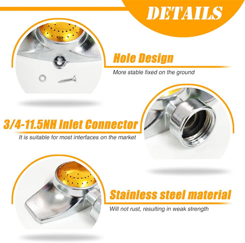 Metal Spot Sprinkler, 360 Degree Square Circle Pattern Sprinkler with Gentle Water Flow, Hose Sprinklers Coverage Area Up to 30FT for Small Area Y...