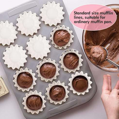 Cupcake Liner,100 Count Standard Muffin Wrappers Non-stick Greaseproof 210g PET Coated Paper Baking Cups for Wedding,Baby Shower, No Muffin Pan Ne...