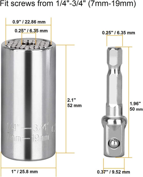 Universal Socket Grip Adapter 4 PCS | Multi Functional Sockets Set Ratchet Power Drill Bit Wrench 1/4"-3/4" (7mm-19mm) Professional Repair Tools G...