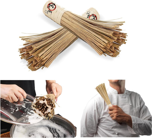 12-Inch Bamboo Wok Brush, Flat Brush, Kitchen Cleaning Brushes for Scrubbing and Cleaning Cooking Pots, Pans and Grilling Utensils (1 Pack)...