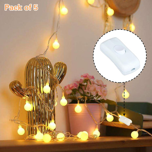 5 Pcs Inline Switch, Cord Appliance White Switch, Button ON Off for Lamp, Rated 2A 250V, Replacement Repair for Control LED Electrical Line Extens...