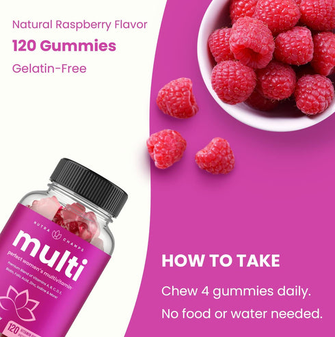 Womens Multivitamin Gummies | Vitamins A, B, C, D, E, Biotin, Folic Acid | Daily Multivitamin for Women | Chewable Womens Gummy Multivitamins | Bo...